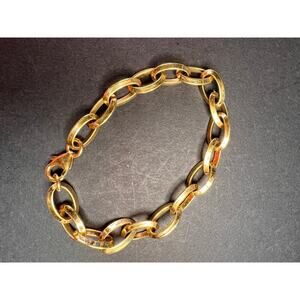 Yellow gold over bronze link bracelet 8 inches